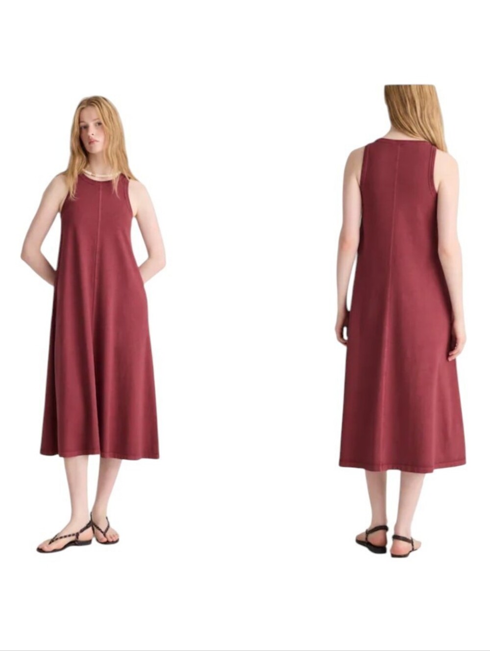 NWT Madewell Seamed Tank Maxi Dress Allday Jersey dusty merlot Red Size L